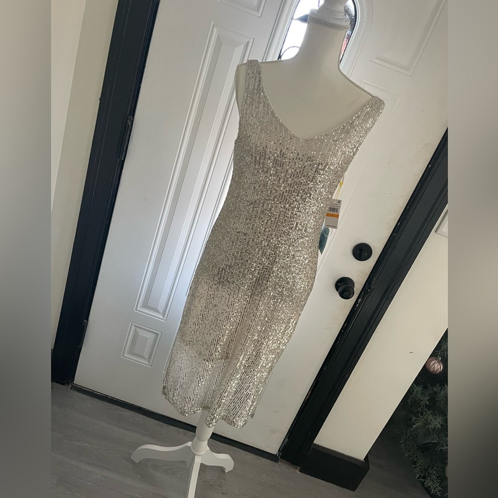 Silver sequin dress